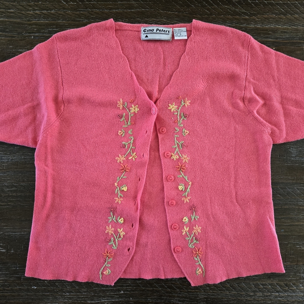Vintage Cotton Pink Embroidered Flower Cottagecore Top